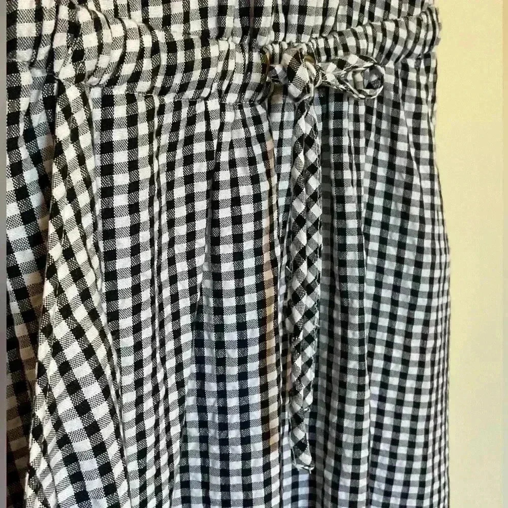 Loft Black & White Gingham Crossover Open Back Pocket Midi Dress in XXSP - Picture 2 of 9
